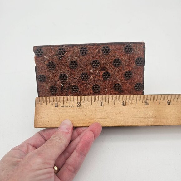 Antique Hand Carved Wood Textile Circle Pattern Fabric Stamp Block - Picture 9 of 10
